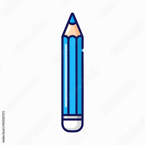 Bright blue colored pencil vector illustration