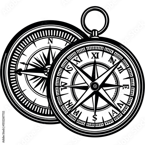 Vintage compass design featuring directional markings and intricate details for navigation enthusiasts Generative AI