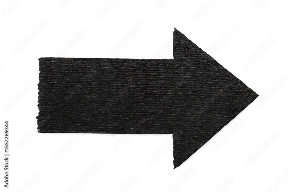 Fototapeta premium Black Duct Tape Arrow Pointing Right – Torn Edge Isolated on Transparent Background