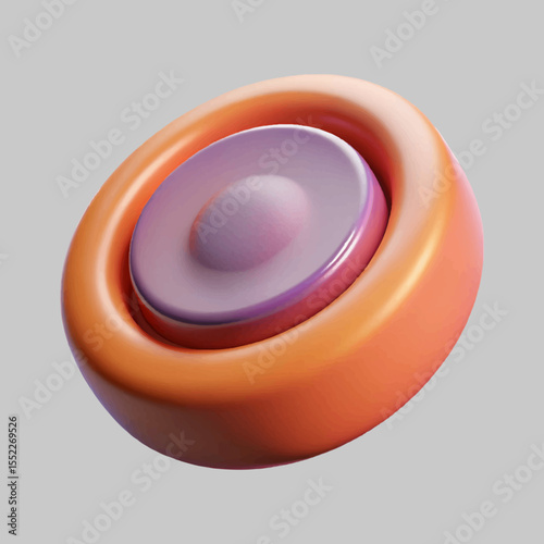 An abstract rendering presents a glossy orange torus with a pastel purple disc, creating a modern and futuristic geometric composition on a black field.