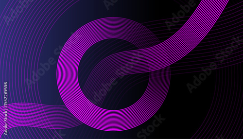 Abstract purple background with swirling pink and violet lines, a vibrant digital art illustration with a dynamic wave pattern