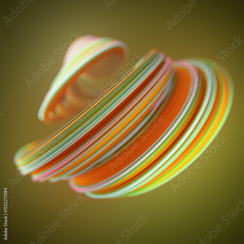 Abstract illustration with a gently swirling shape composed of many lines that create a fluid effect. 3d rendering