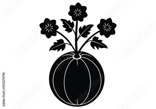 Globe Mallow silhouette on white background