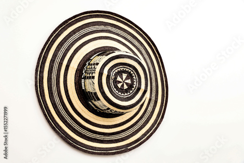 Traditional hat from Colombia called Sombrero vueltiao. Colombian concept. Colombian culture concept. Background