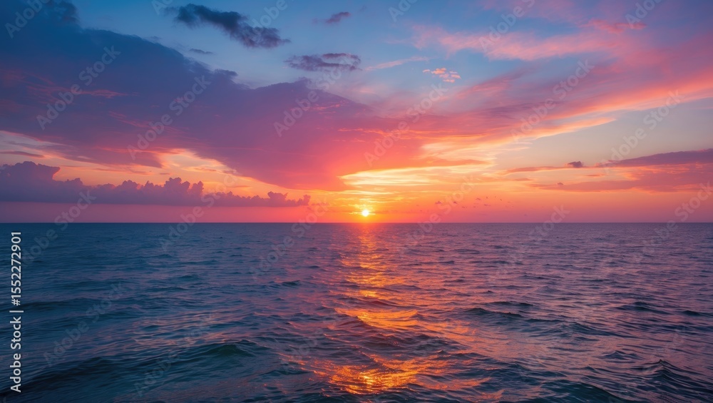 Fototapeta premium Amazing sunrise at sea with colorful view at morning.