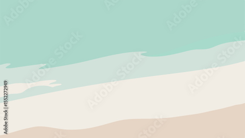 Abstract beach scene with waves and sand on a white background