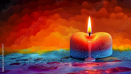 Heart-shaped candle melts gently in warm light creating a cozy atmosphere perfect for relaxation or romantic evenings