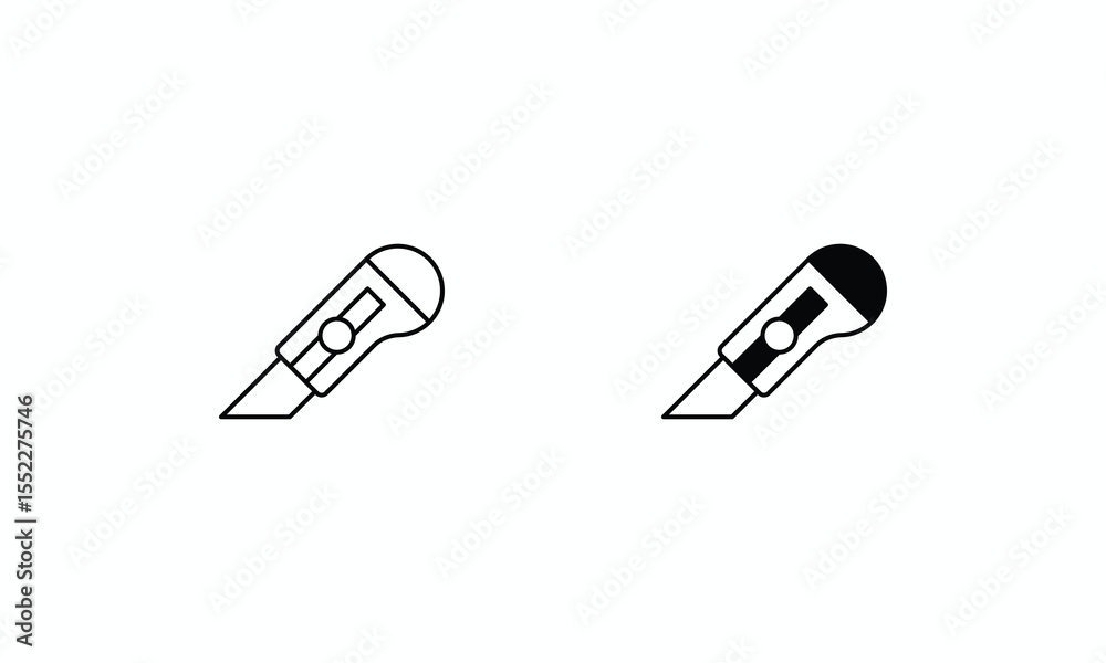 Carpet Knife icons set Line and Glyph black vector icon stock illustration Carpet Knife icons set Line and Glyph black vector icon stock illustration