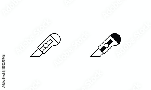 Carpet Knife icons set Line and Glyph black vector icon stock illustration