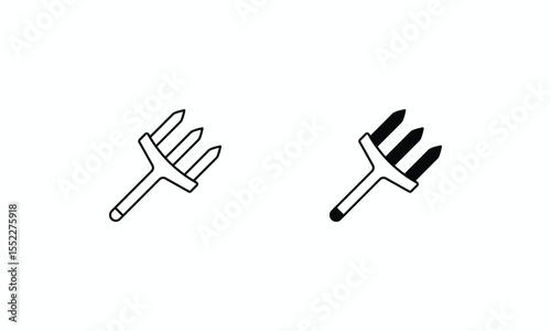Pitchfork icons set Line and Glyph black vector icon stock illustration