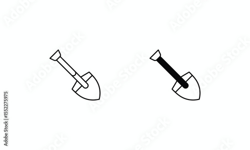 Shovel icons set Line and Glyph black vector icon stock illustration