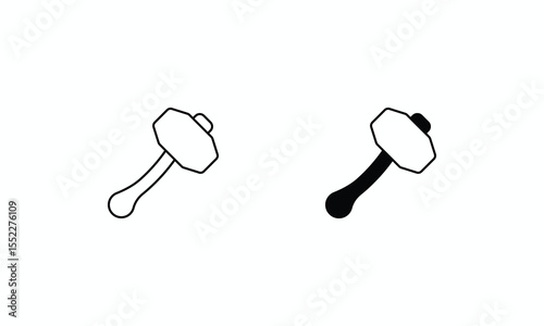 Sledge Hammer icons set Line and Glyph black vector icon stock illustration
