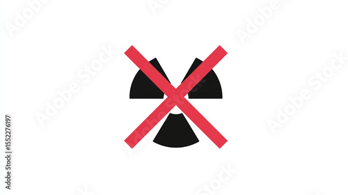 Anti-Nuclear Radiation Symbol with Red Slash