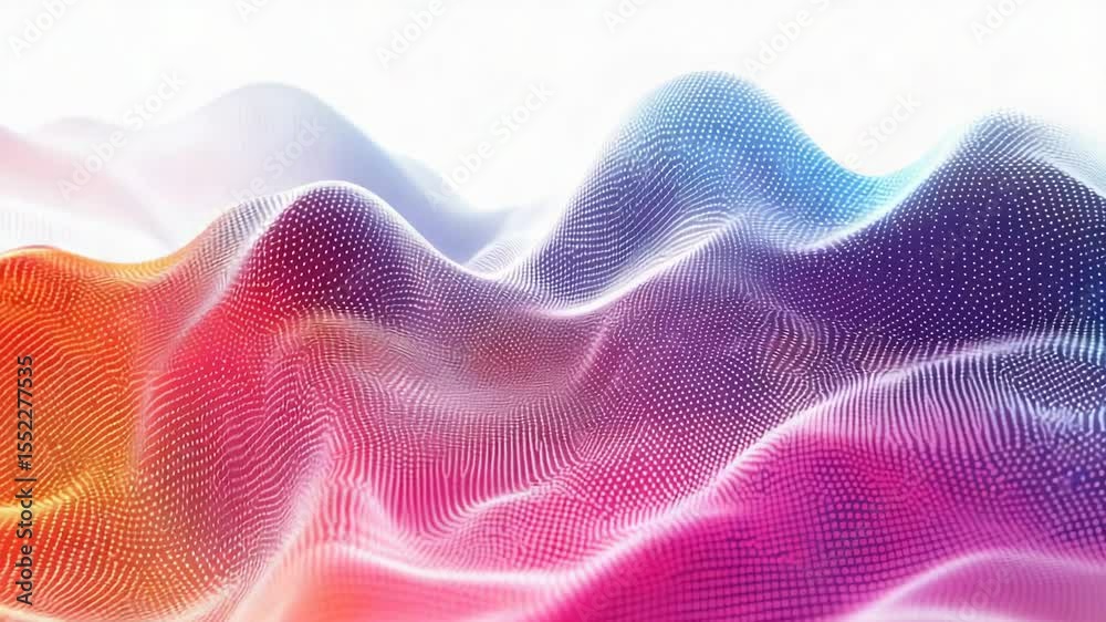 A simple yet striking design featuring colorful waves on a clean white surface