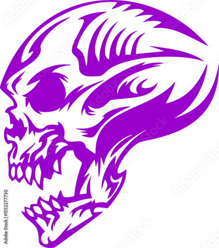 Purple Monster Skull Head Illustration