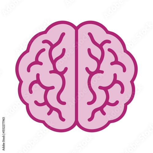 Human Brain Shape Pink Outline Icon