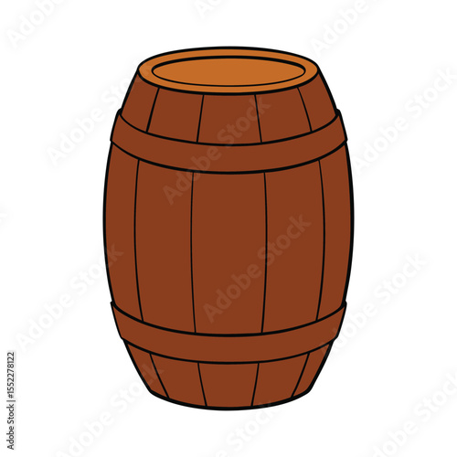 Old wooden wine barrel isolated on a white background