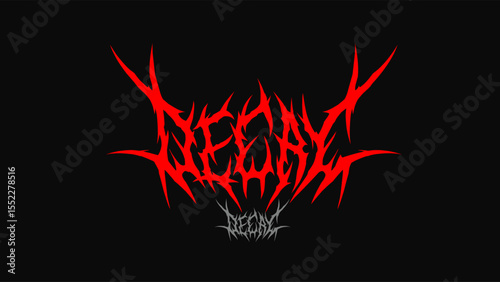 Decay typography vector in a brutal, sharp edged metal style, perfect for t-shirt prints, band logos, posters, stickers, and dark merch