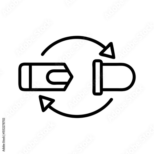 Pencil and eraser icons in circular motion representing swap  