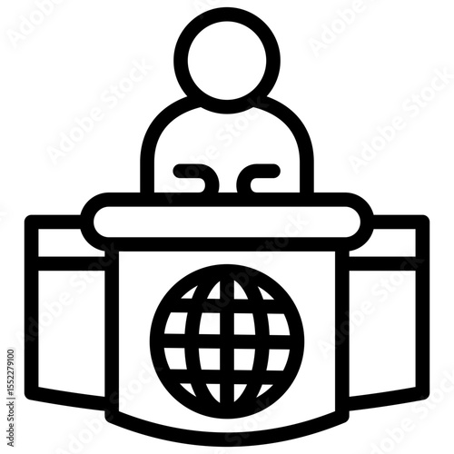 Anchor black outline icon, use for journalist, broadcasting, news and media UI, UX kit, app and web development, digital or print.