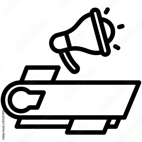 Banner News black outline icon, use for journalist, broadcasting, news and media UI, UX kit, app and web development, digital or print.