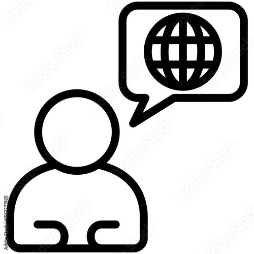Journalist black outline icon, use for journalist, broadcasting, news and media UI, UX kit, app and web development, digital or print.