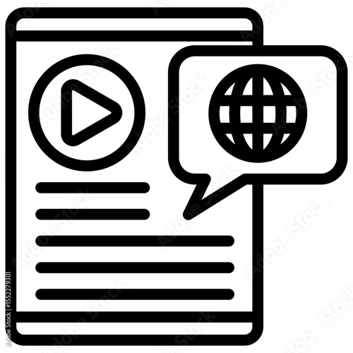 Mobile News black outline icon, use for journalist, broadcasting, news and media UI, UX kit, app and web development, digital or print.