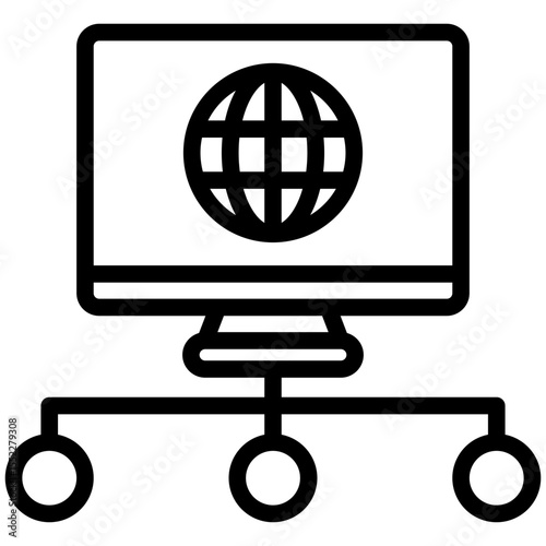 Network black outline icon, use for journalist, broadcasting, news and media UI, UX kit, app and web development, digital or print.
