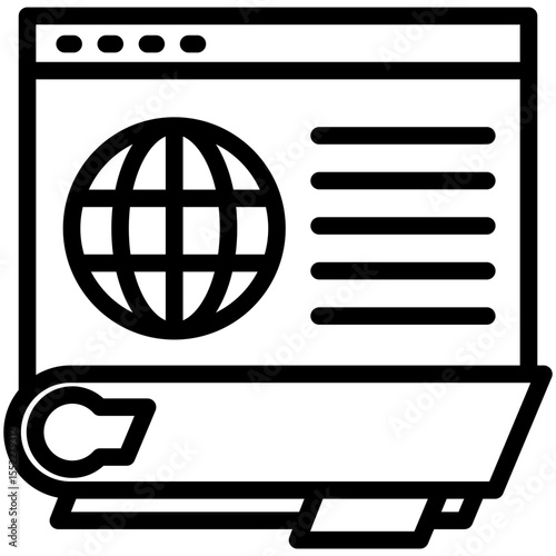 News Ticker black outline icon, use for journalist, broadcasting, news and media UI, UX kit, app and web development, digital or print.