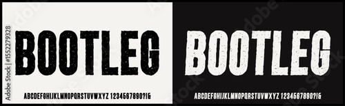 condensed rough vector font. Uppercase alphabet with number. 