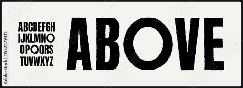 condensed rough vector font. Uppercase alphabet with texture.