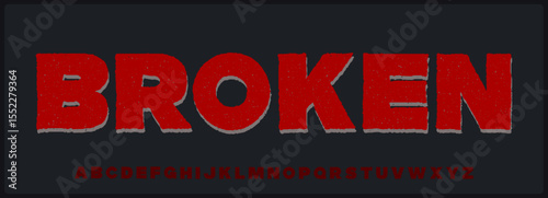 condensed rough vector font. Uppercase alphabet with texture.