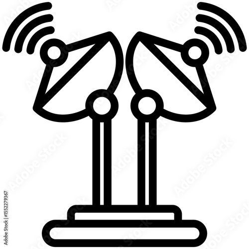 Radio Wave black outline icon, use for journalist, broadcasting, news and media UI, UX kit, app and web development, digital or print.