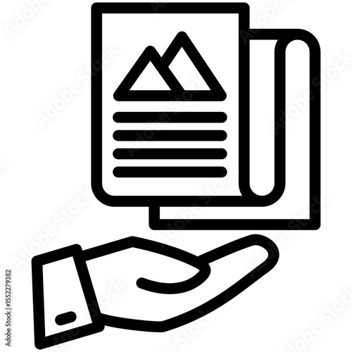 Publish black outline icon, use for journalist, broadcasting, news and media UI, UX kit, app and web development, digital or print.