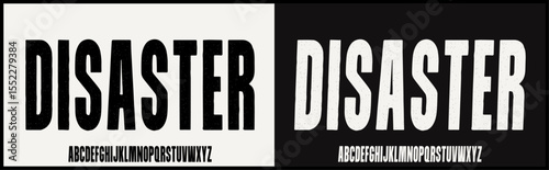 condensed rough vector font. Uppercase alphabet with texture.