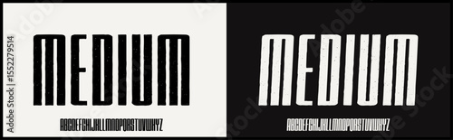 condensed rough vector font. Uppercase alphabet with texture.