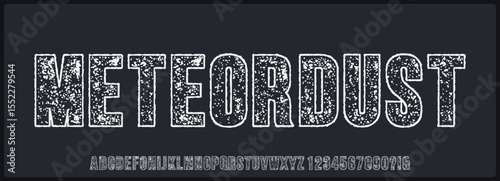 condensed rough vector font. Uppercase alphabet with number. 