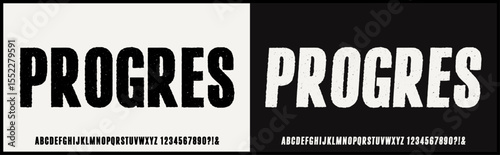 condensed rough vector font. Uppercase alphabet with number. 