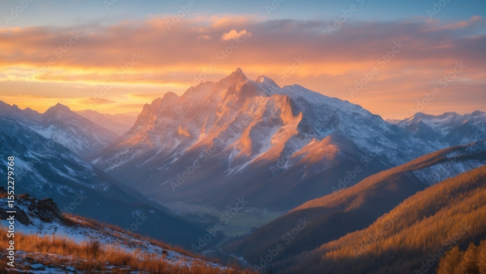 Obraz premium Alpine Carpathian Mountains in a beautiful sunset light.