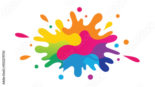 Abstract colorful paint splatter design with transparency for modern graphic illustrations