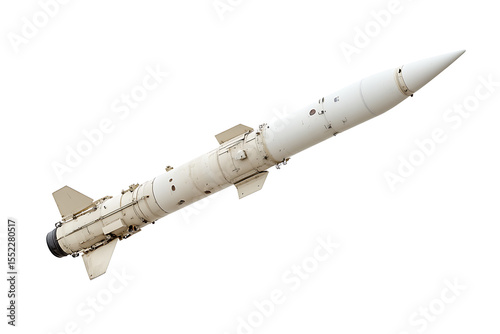 Aviation projectile on a white background: Sleek, powerful, and ready for flight. A symbol of advanced technology and military might. Prepare for takeoff!