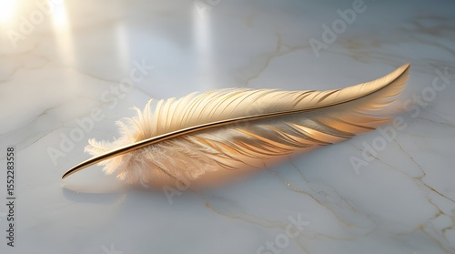 Golden Feather on Marble – Minimal Elite Aesthetic