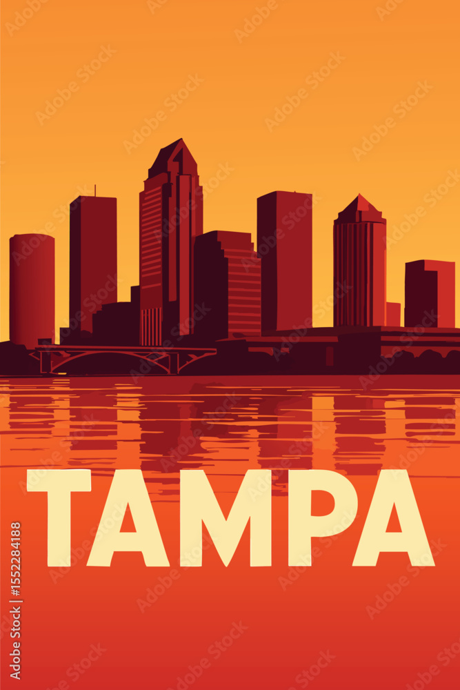 custom made wallpaper toronto digitalSunset Over Tampa's Cityscape and Waterfront.eps