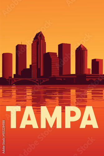 Wallpaper Mural Sunset Over Tampa's Cityscape and Waterfront.eps Torontodigital.ca