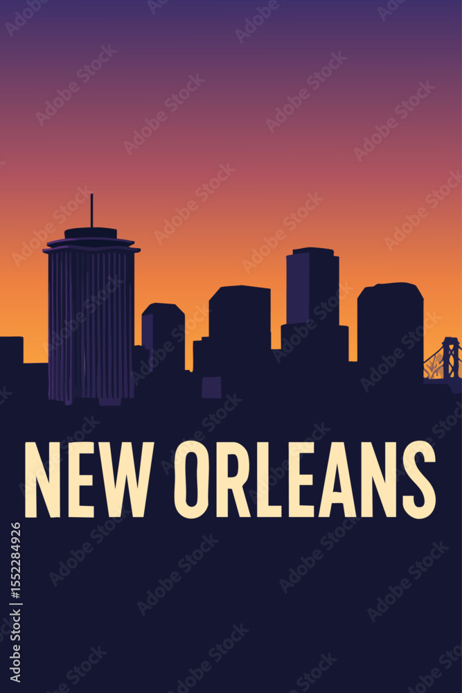 Fototapeta premium Vibrant New Orleans Cityscape at Dusk