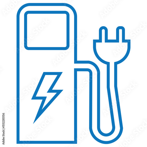 Electric Vehicle Charging Icons. EV, Battery, Plug in Car Silhouettes