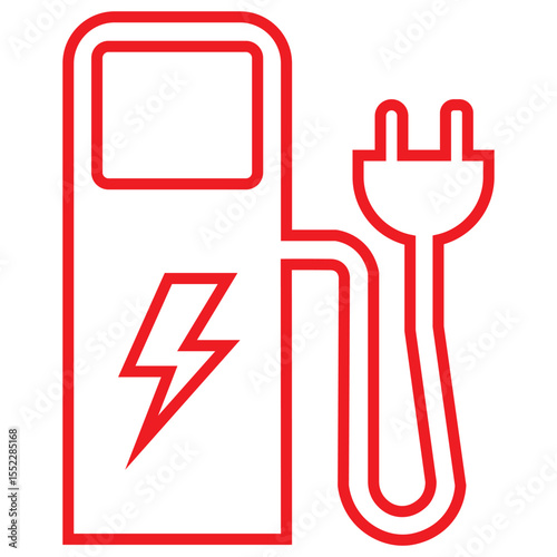 Electric Vehicle Charging Icons. EV, Battery, Plug in Car Silhouettes