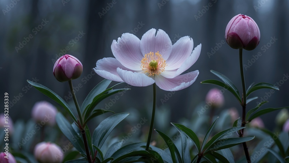 Obraz premium A solitary flower of Paeonia daurica subsp. mlokosewitschii