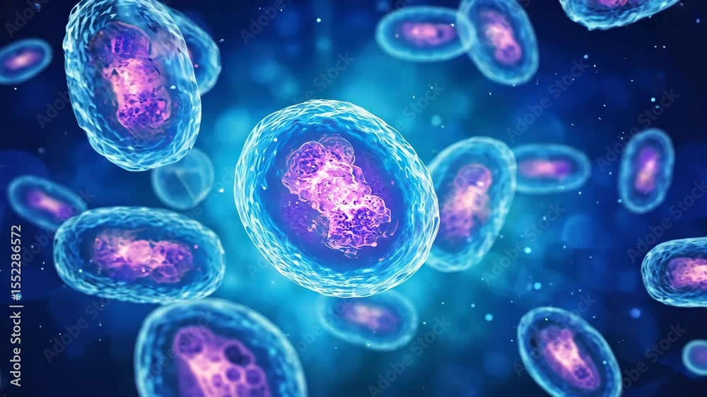 3d illustration of Single Cell Analysis, stem cells microscope background.