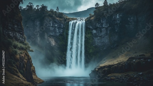 View from tallest waterfall with blank space for text